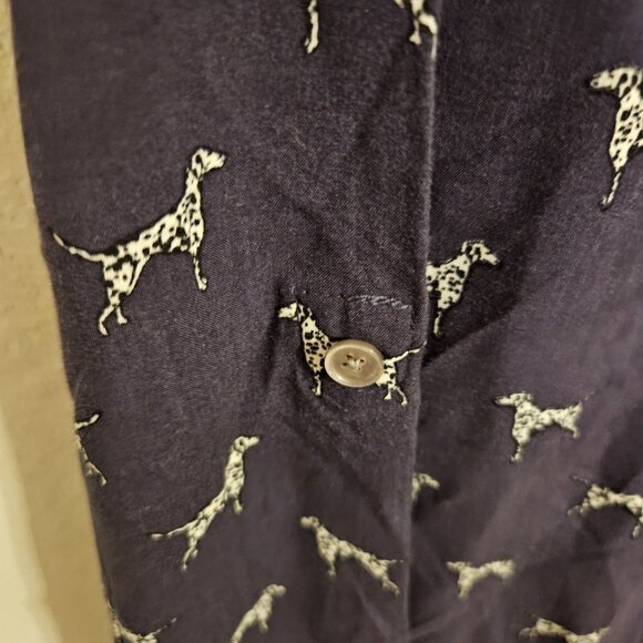 Talbots Woman SZ 10 Novelty Dalmatian Blouse Pin Tuck Front Long Roll Tab Sleeve - Picture 5 of 8